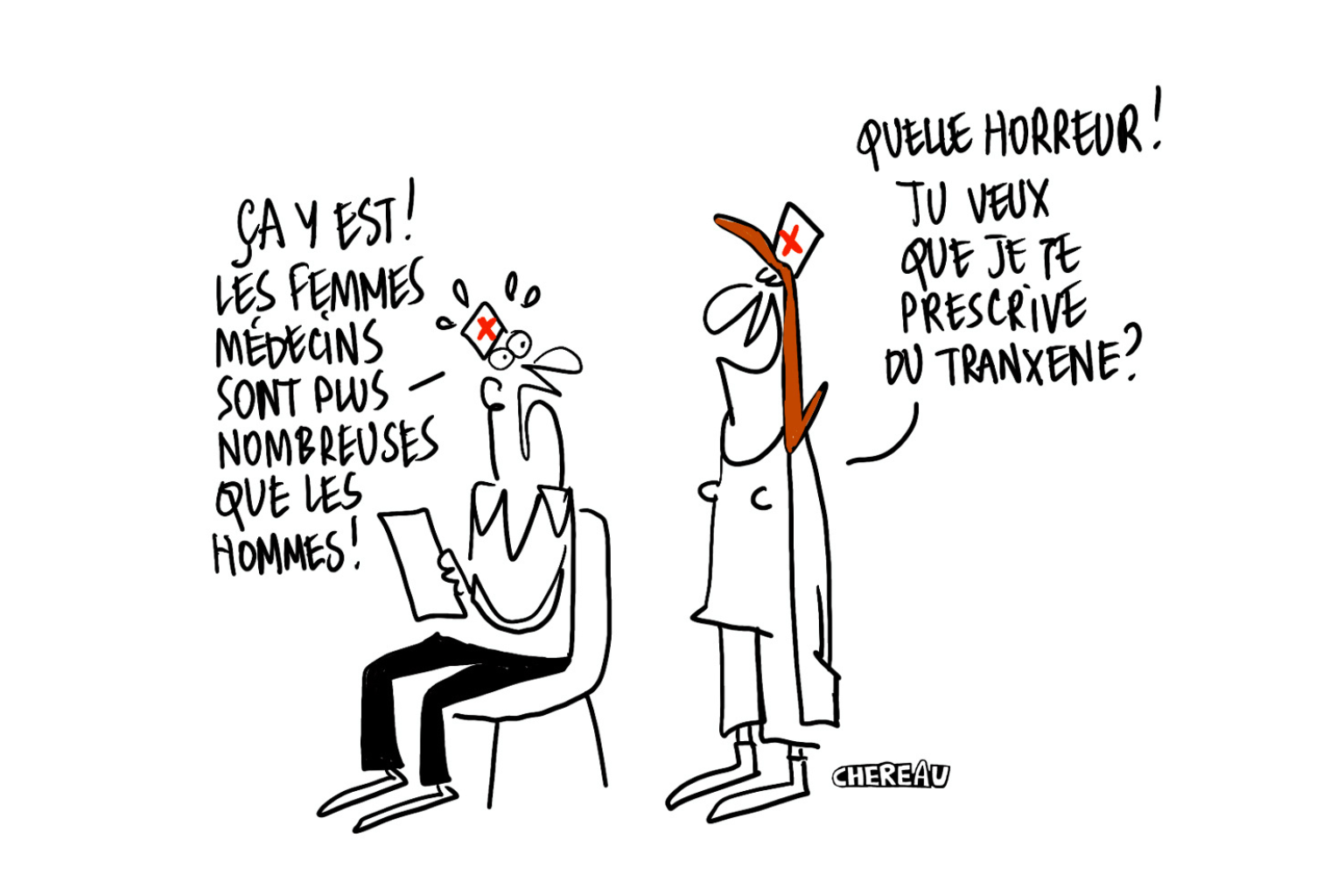 Le dessin de... la parité en blouse, mais pas en poste 