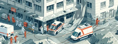 A l'hôpital de Kiev touché, une chaîne humaine à la recherche de survivants