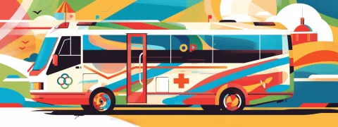 Paris 2024 : un autocar ambulance de réa prêt à être utilisé par l'AP-HP si besoin pour évacuer les patients en région