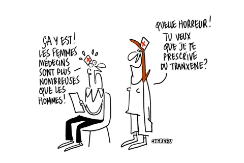 Le dessin du déficit de parité en poste, malgré la parité en blouse